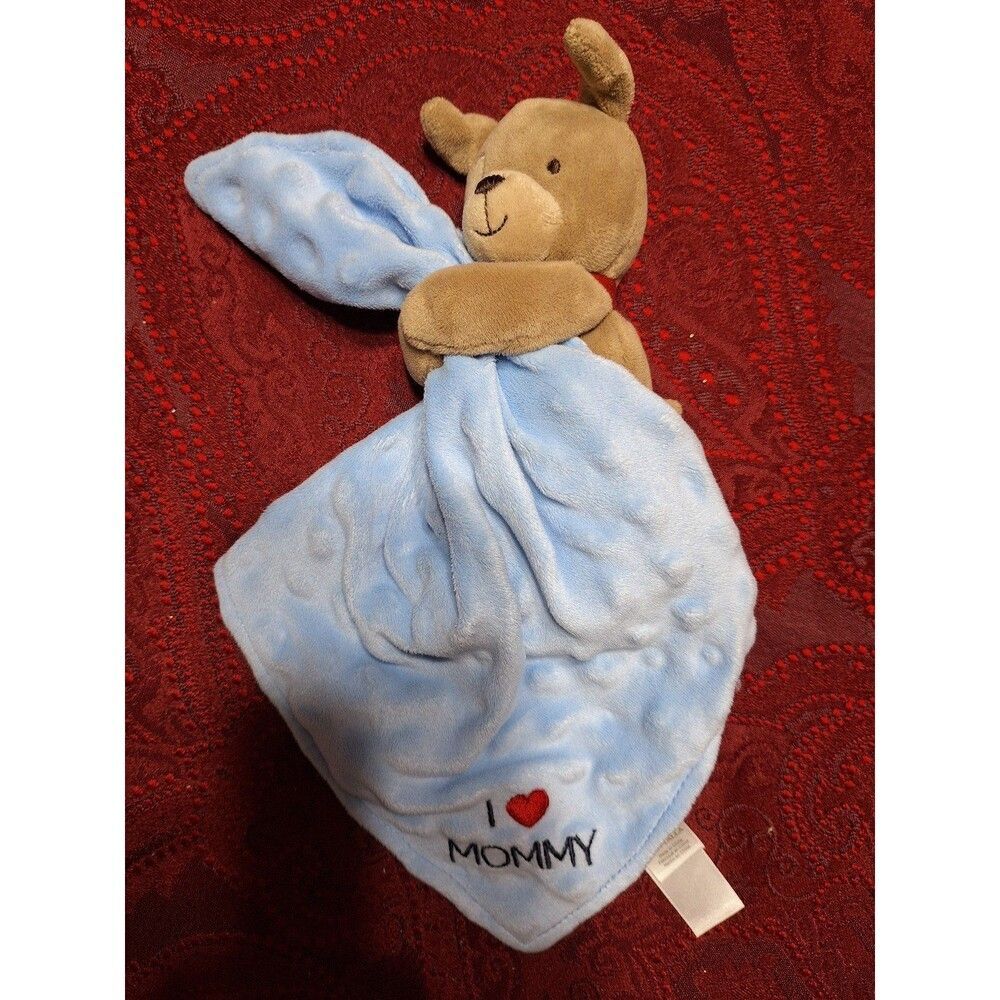 Carters Just One You Brown Blue puppy dog Love Mommy lovey rattle